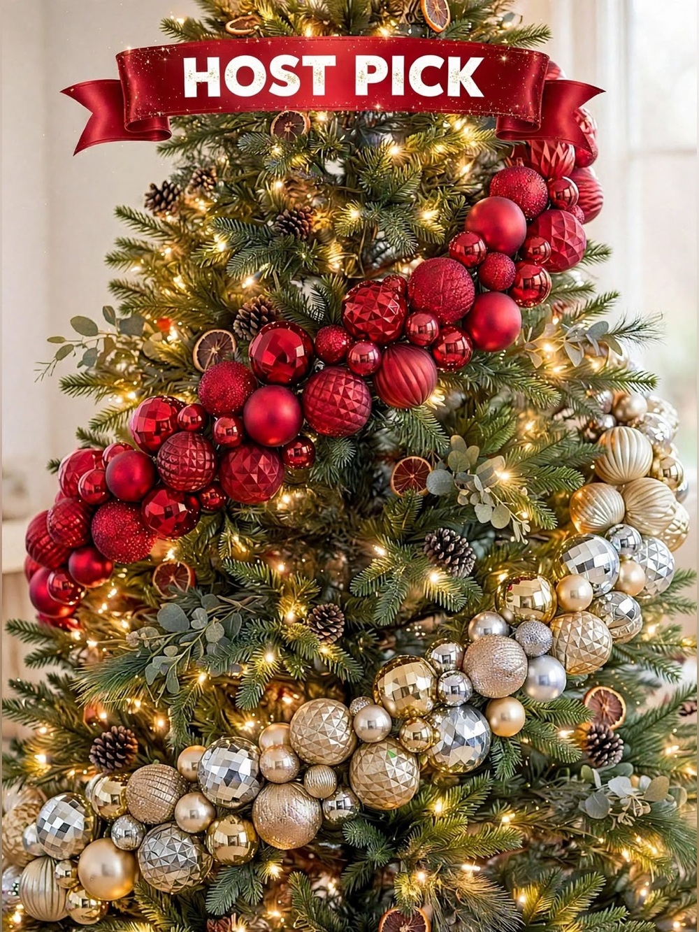 TRIMSETTER Set of 2 Ornament Garlands 6ft Each Red Gold Silver Christmas NWT